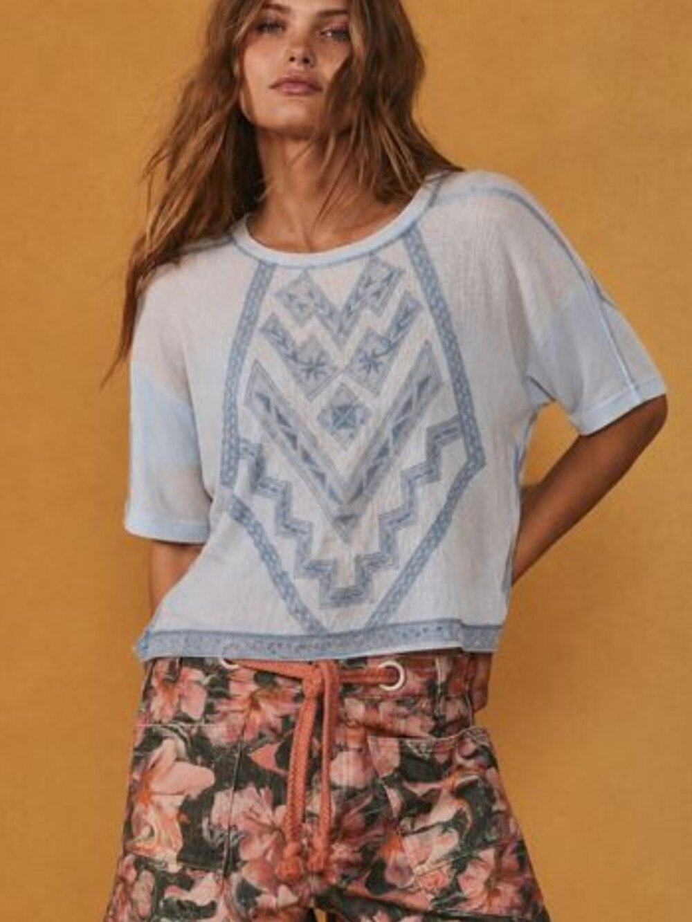 Anthropologie meadow rose light blue mesh top baby blue soft girl summer